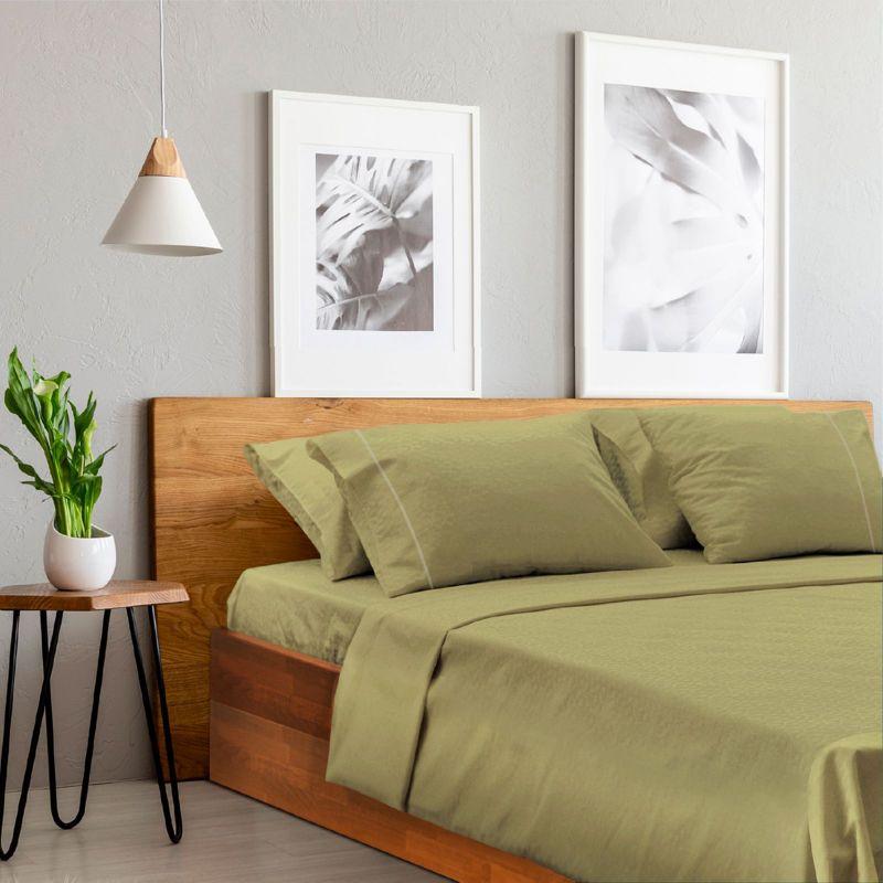 LuxClub 4 PC Olive Twin XL Silky Soft Cooling Deep Pocket Performance Sheet Set