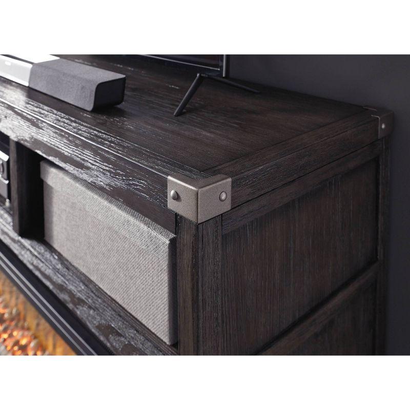 Signature Design by Ashley Todoe Fireplace TV Stand for TVs up to 70" Dark Gray: Mid-Century Modern, Wood Composite, Metal Hardware