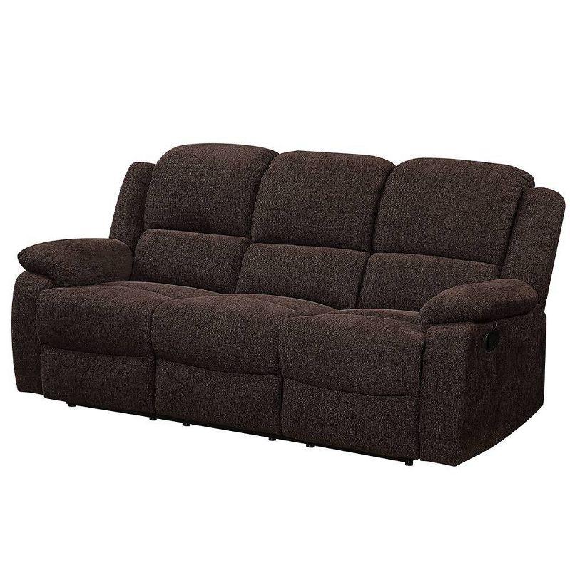 Acme Furniture 79" Madden Sofa Brown Chenille: Velvet Upholstery, Wood & Metal Frame, Reclines, No Assembly Required