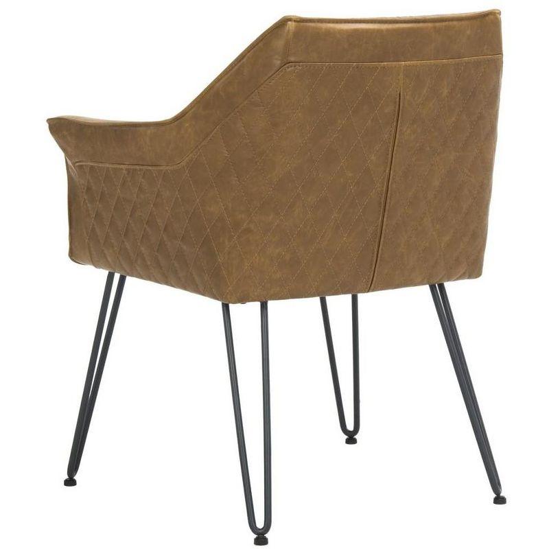 Light Brown Faux Leather Upholstered Armchair with Metal Legs