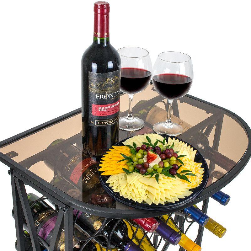 Sorbus Wine Rack Stand Bordeaux Chateau Style with Glass Table - Holds 30 Bottles
