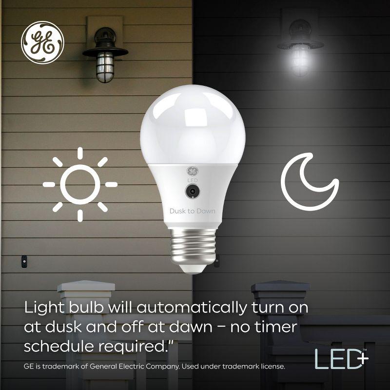 GE LED+ Dusk to Dawn A19 LED Light Bulb Daylight: 800 Lumens, 60W Equivalent, Energy Star Certified, E26 Base, 5000K