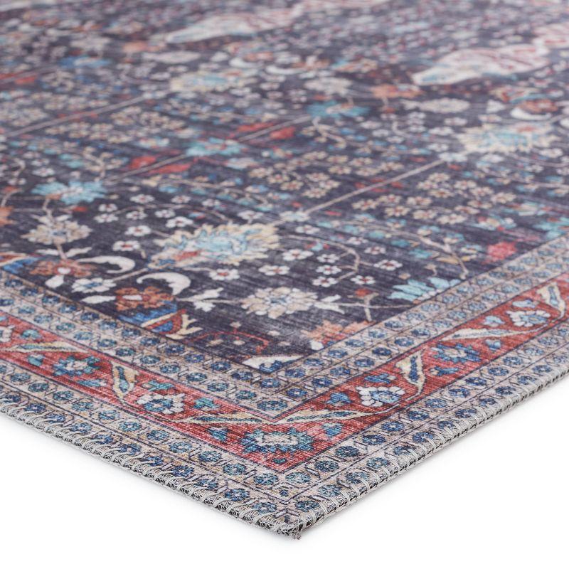 Calla Blue and Red Hand-Knotted Synthetic Area Rug