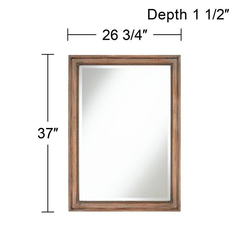 Noble Park Lesley Rectangular Vanity Wall Mirror Rustic Farmhouse Beveled Beaded Edge Wood Frame 26 3/4" Wide for Bathroom Bedroom Living Room House