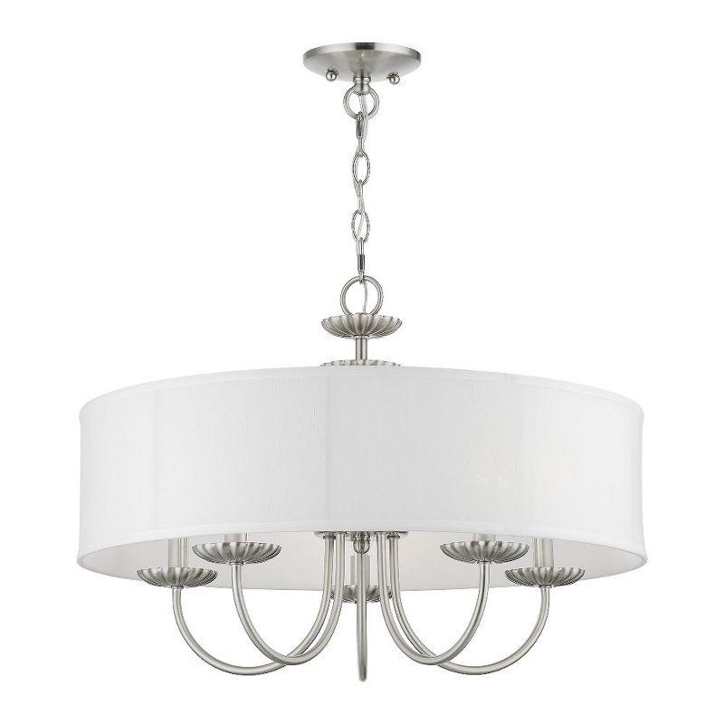 Elegant Brushed Nickel 5-Light Drum Pendant Chandelier