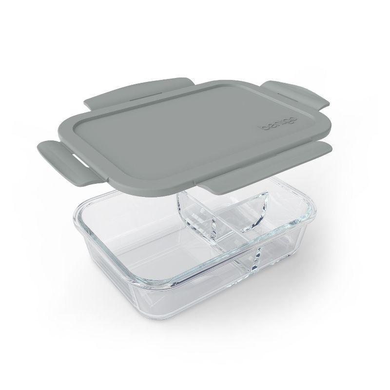 Bentgo 41oz Glass Leak-proof Lunch Box with Plastic Lid - Gray: BPA-Free Food Storage, Stain & Odor-Resistant, Dishwasher Safe