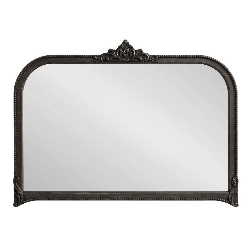 Hubanks Black Baroque-Inspired Arched Wall Mirror 40" x 30"