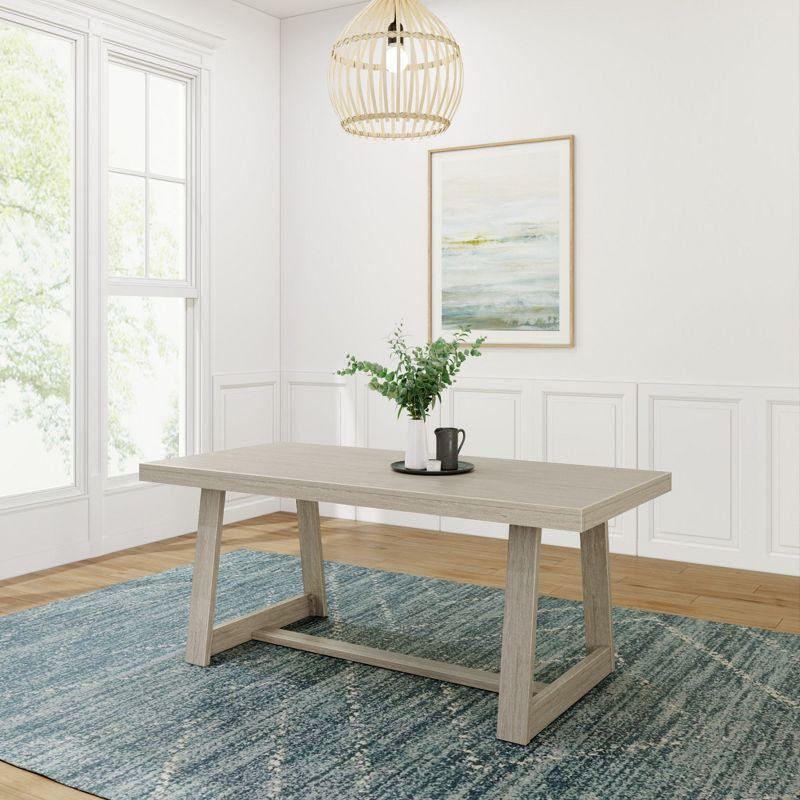 Seashell Wirebrush Solid Pine Farmhouse Dining Table, 72"