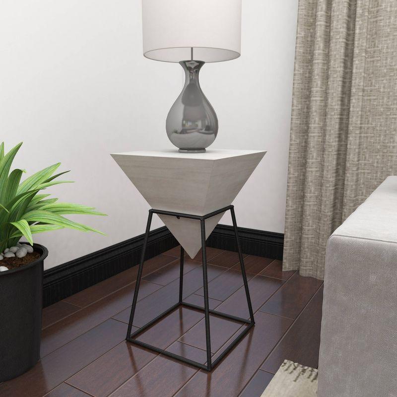 Geometric Accent Table White - Olivia & May: Modern Triangle Side Table, Metal Frame, Wood Top