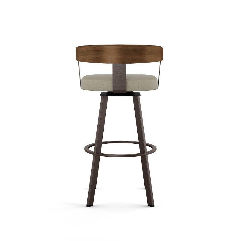 Amisco Lars Upholstered Barstool Greige/Dark Brown: Chic Urban Frame, Faux Leather, Steel Base, 300 lbs Capacity