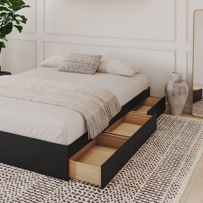 Full Black Engineered Wood Storage Bed Frame with 3 Drawers