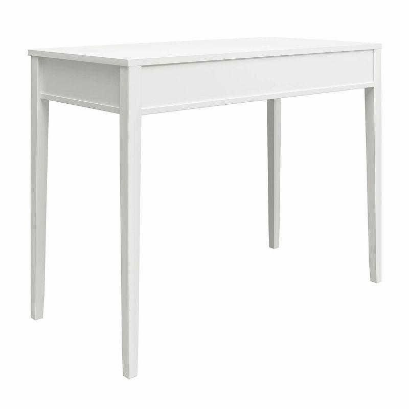 Stella White Wood Writing Desk with Gold Drawer Pull