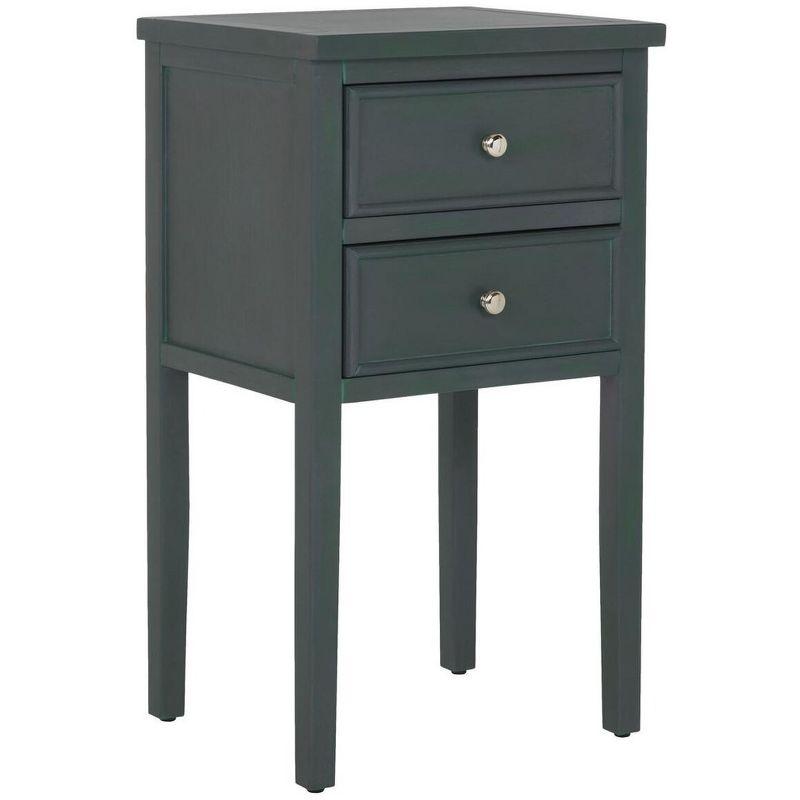 Transitional Blue-Gray Wood and Metal Accent Table with Storage