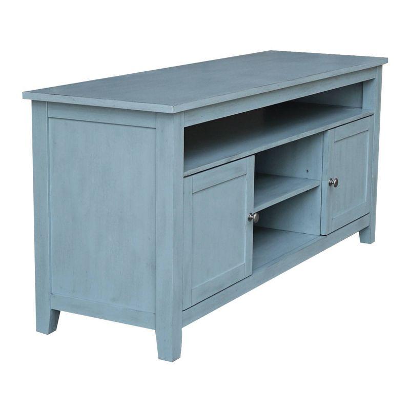 Ocean Blue Solid Wood 60" Entertainment TV Stand with Cabinet