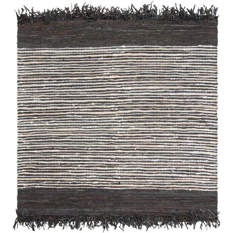 Vintage Leather VTL373 Hand Woven Area Rug - Dark Brown/Multi - 6'x6' - Safavieh.