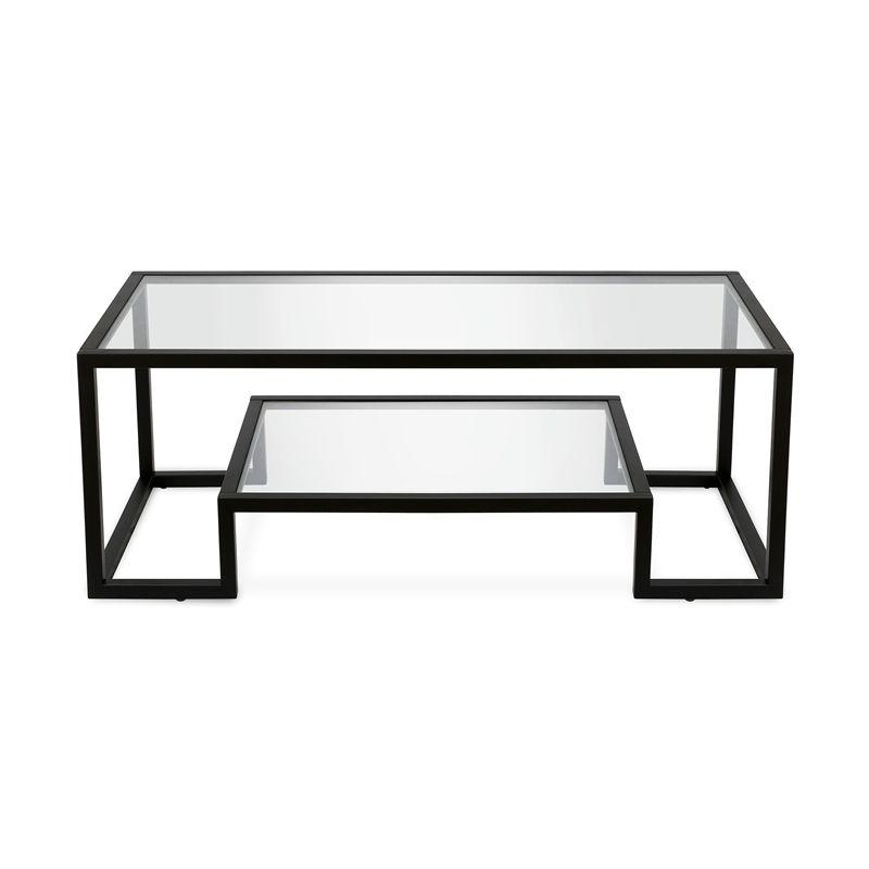 Metal Glass Geometric Coffee Table in Black  - Henn&Hart