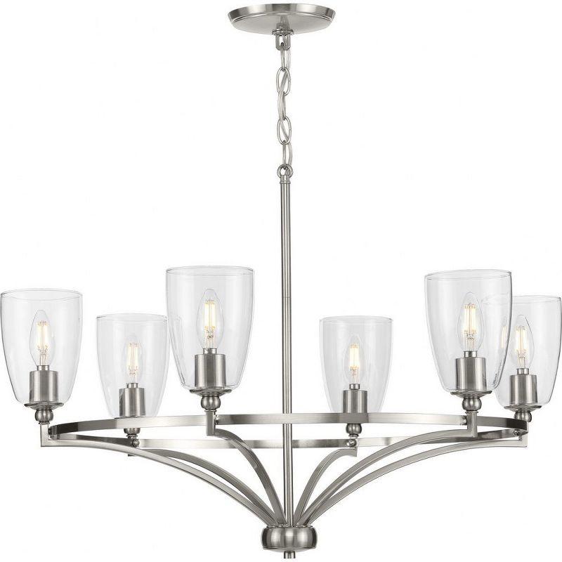 Progress Lighting Parkhurst 6-Light Chandelier, Brushed Nickel, Glass Shades