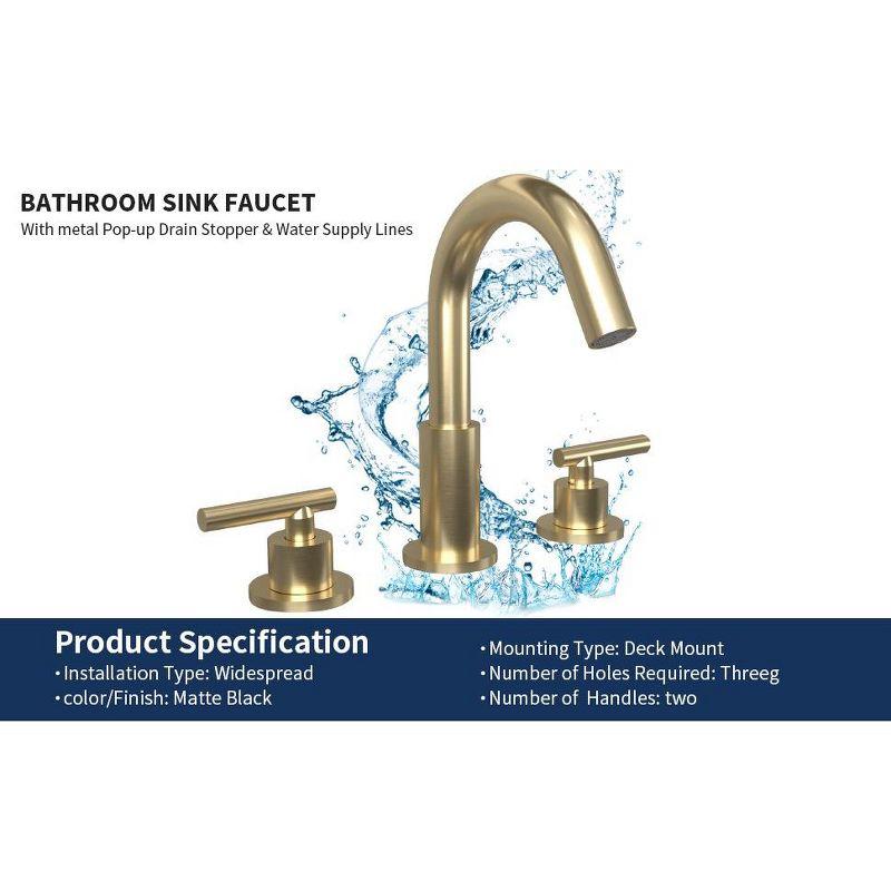 BWE 8 in. Widespread 2-Handle Mid-Arc Bathroom Faucet with Valve and cUPC Water Supply Lines