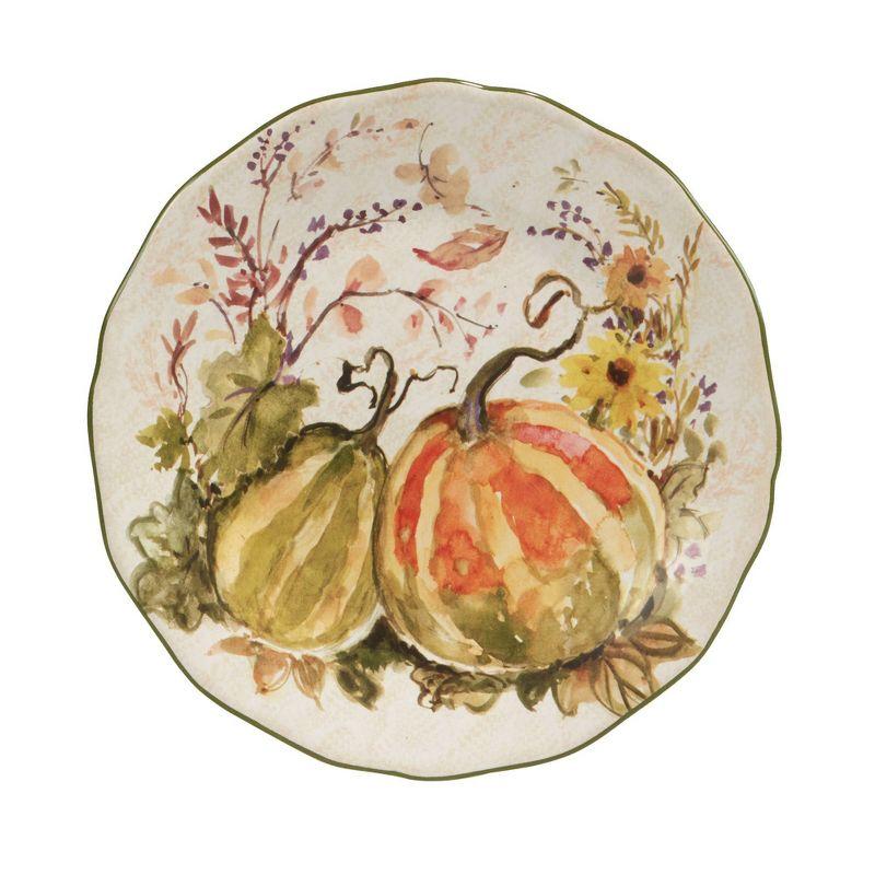 Harvest Floral Ceramic Round Dessert Plates, Set of 4