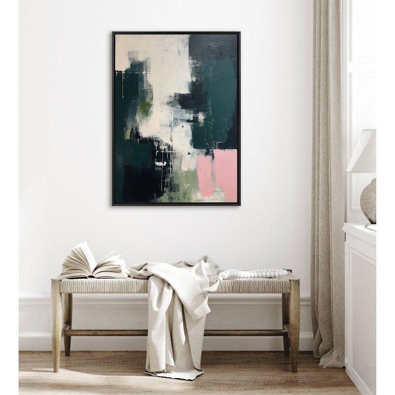 Kate & Laurel All Things Decor 31.5"x41.5" Sylvie Emerald Blush Framed Canvas by Amy Lighthall Black