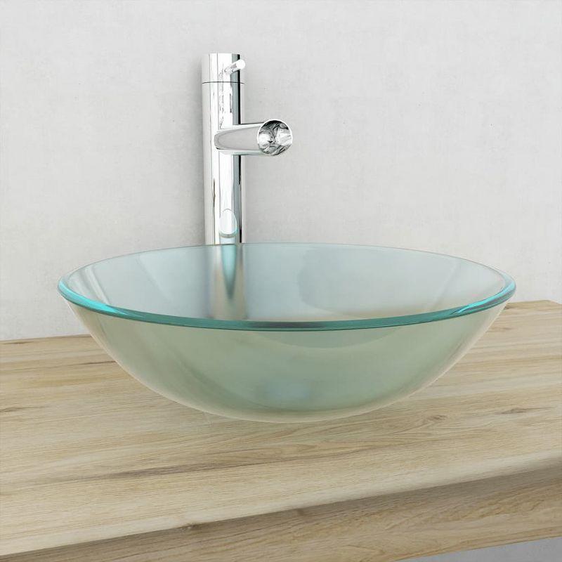 VidaXL 142230 VidaXL Basin Round Wash Vanity Sink Small Countertop Basin Tempered Glass
