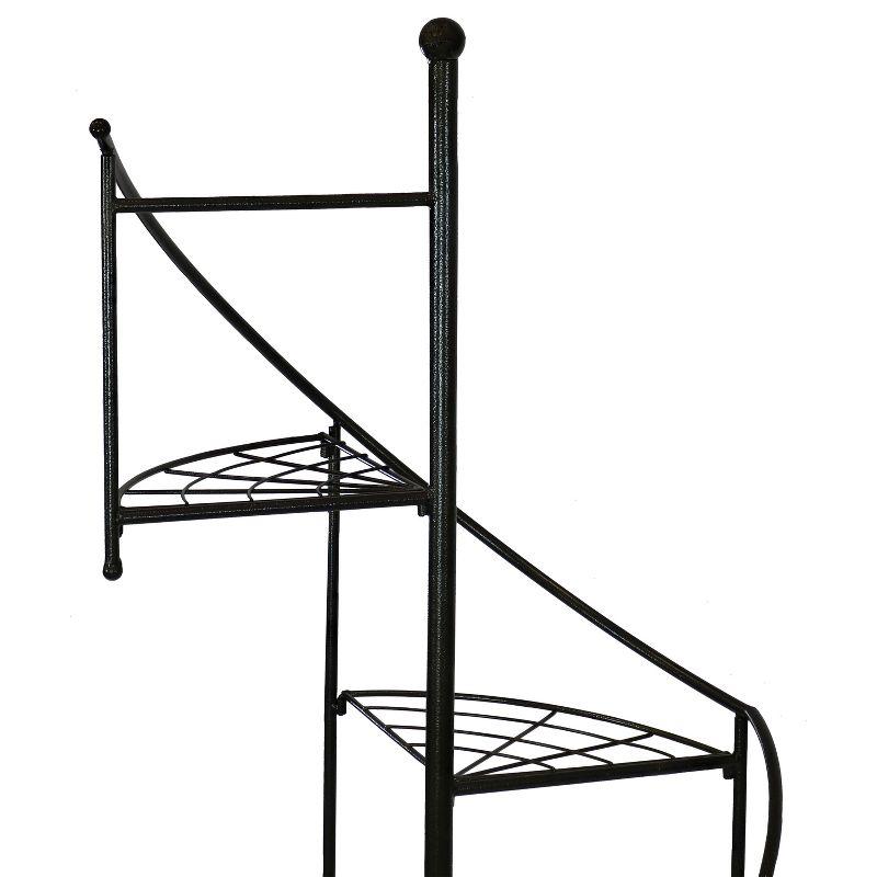 Sunnydaze Indoor/Outdoor Iron Metal 4-Tiered Potted Flower Plant Stand with Spiral Staircase Design - 56" - Black - 2pk