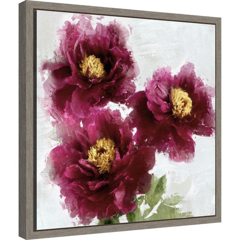 Amanti Art Burgundy Bloom I by Jesse Stevens Canvas Wall Art Print Framed 16 x 16-in.