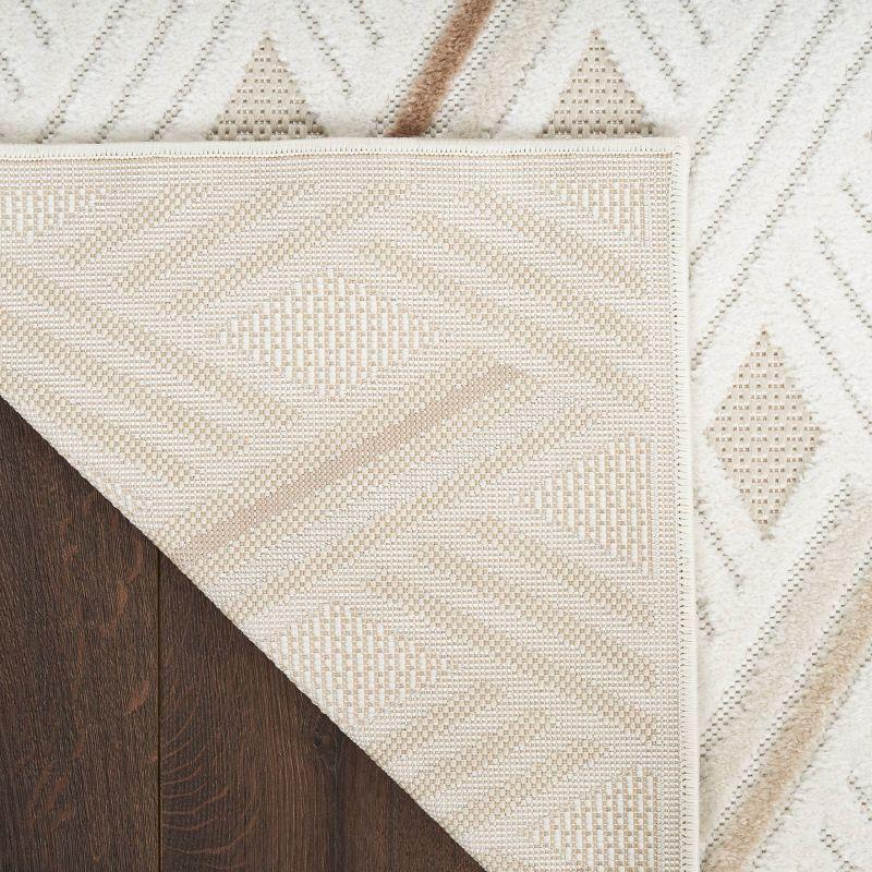 Nourison 7'10"x9'10" Care Free Lattice Machine Woven Area Rug Ivory/Beige: Geometric Low Pile Indoor Rug for Living Room
