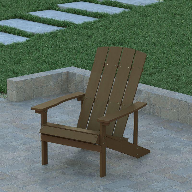 Set of 2 Brown All-Weather Poly Resin Adirondack Chairs