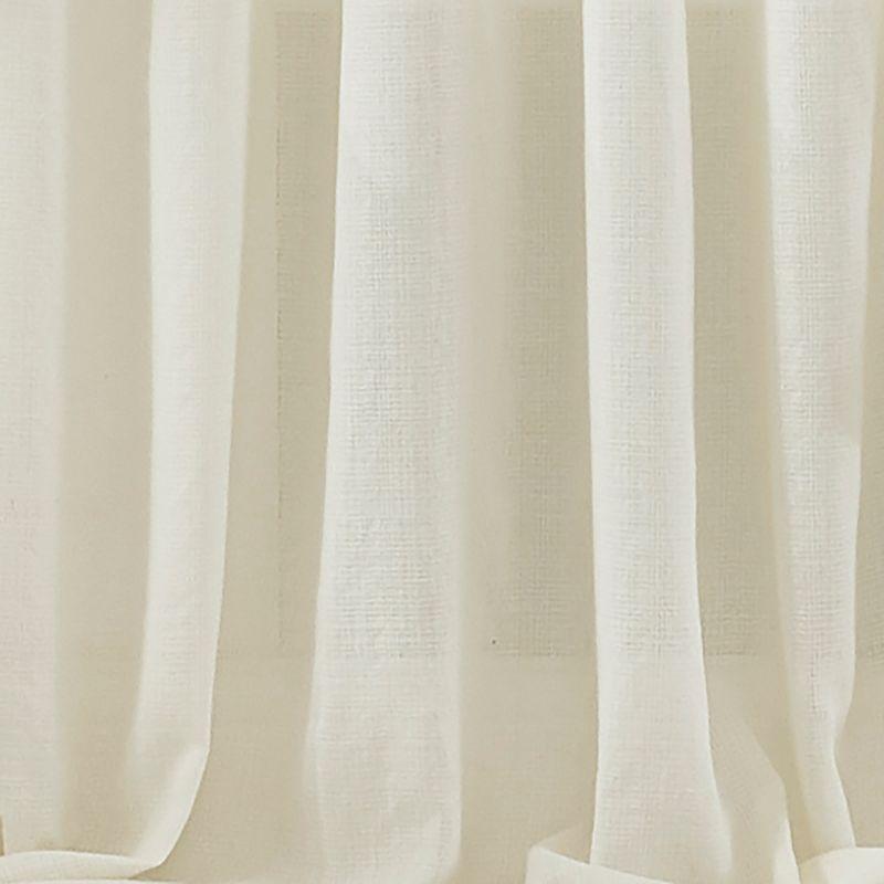 Bella Tab-Top Ruffle Cottagecore Single Sheer Window Curtain Panel - 52" x 95" - Ivory - Elrene Home Fashions
