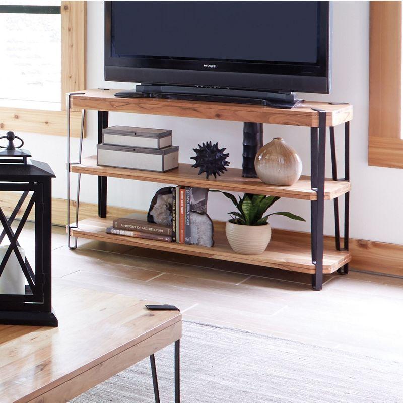 Alaterre Furniture Ryegate Metal And Wood TV Stand for TVs up to 55" Natural Brown: Media Console with Open Back, Acacia Surface