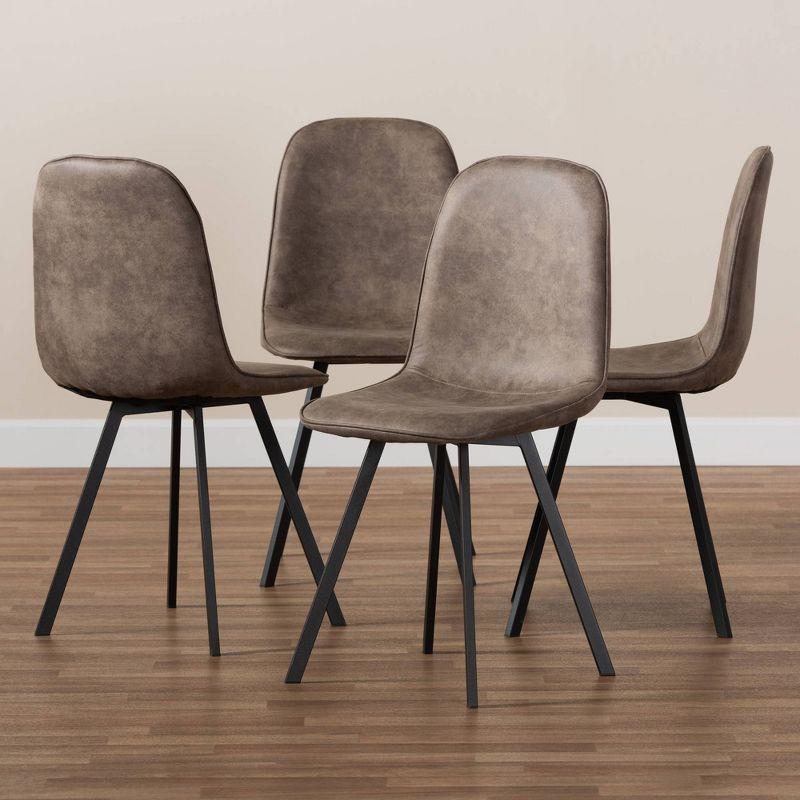 Set of 4 Filicia Imitation Leather Metal Dining Chairs - Baxton Studio: Foam Padded, Black Legs