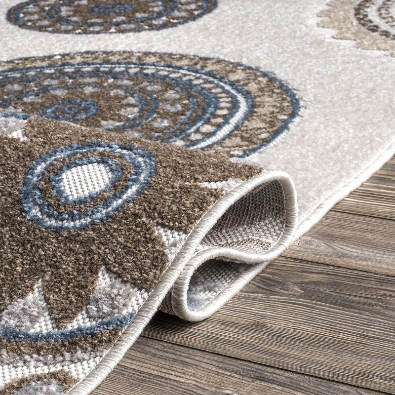 Beige Geometric Indoor/Outdoor Stain-Resistant Area Rug