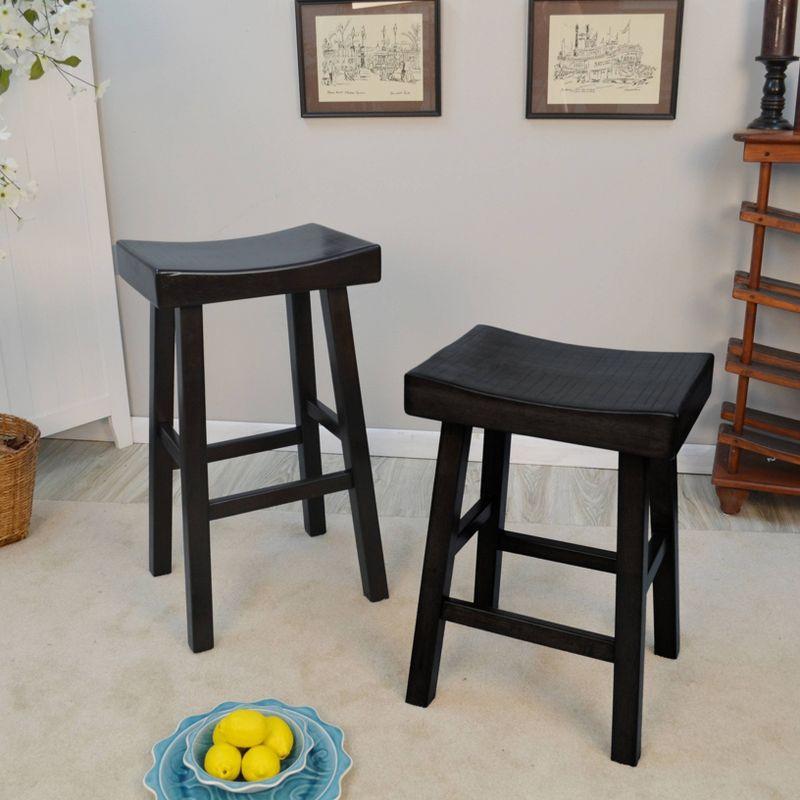 Black Wood 30" Saddle Style Backless Bar Stool