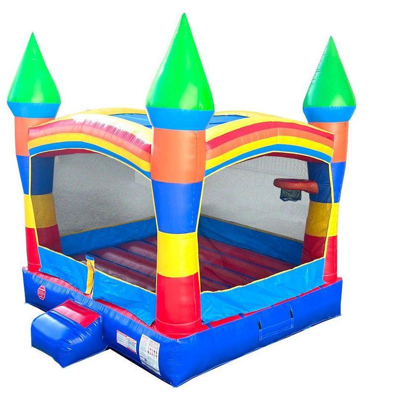 Pogo Bounce House Pogo Bounce House Crossover Inflatable Bounce House, Commercial Grade Party Playhouse Deluxe Rainbow Unit & Blower, For Kids & Toddlers, Backyard Outdoor Jump Fun, w/ Stakes & Storage Bag 13x12x14.5ft