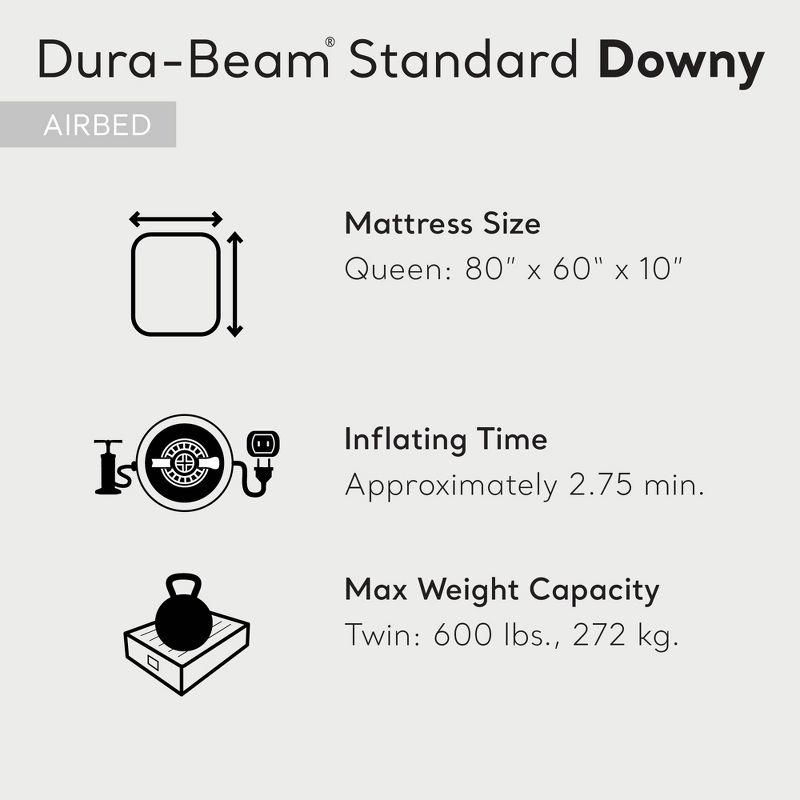 Intex 80 x 60 x 10 Inch Dura-Beam Fiber-Tech Vinyl Standard Downy Air Mattress with Plush Top and 2-in-1 Valve, Queen (Pump Not Included)