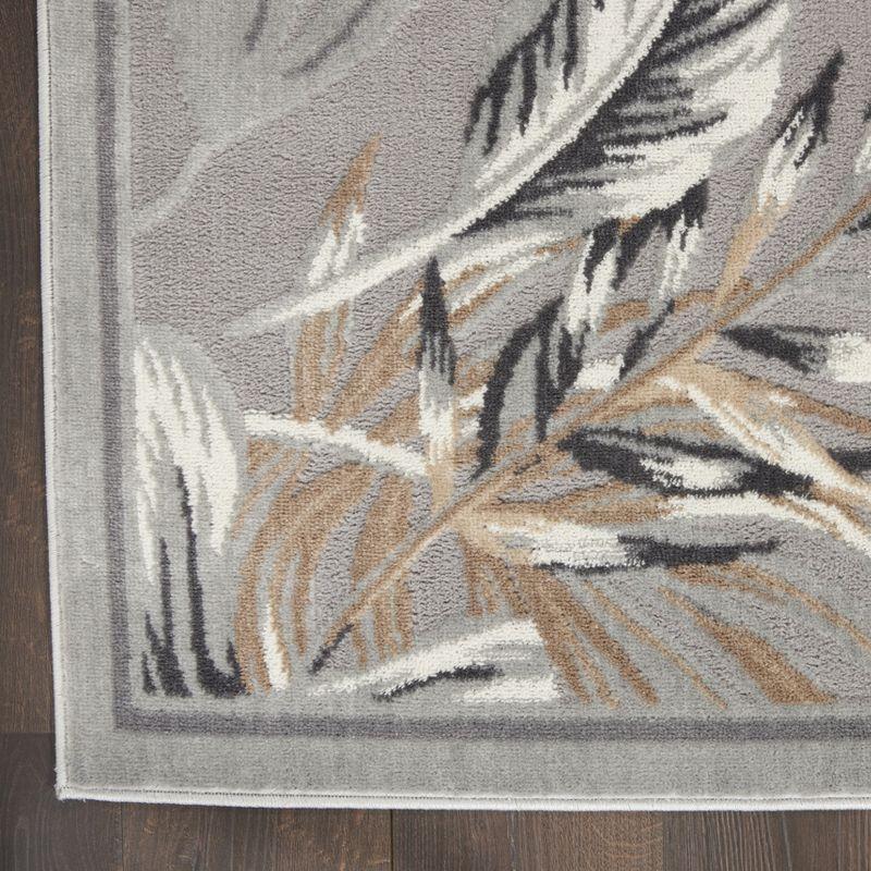 Pompeii Tropical Palms 8' x 10' Gray Synthetic Area Rug