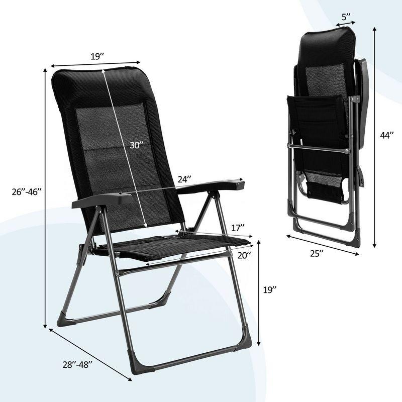 Costway 2PCS Patio Folding Dining Chairs Portable Camping Headrest Adjust Black