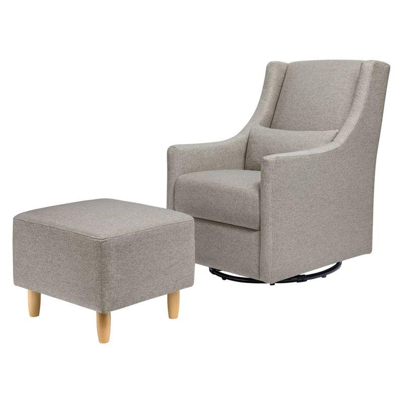 Eco-Weave Grey Swivel Glider with Ottoman for Modern Nurseries