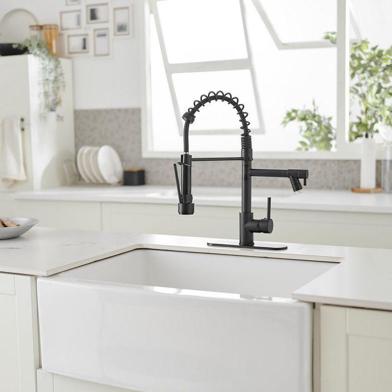 Single Handle Pull-Down Sprayer Kitchen Faucet With LED Light & Deck Plate