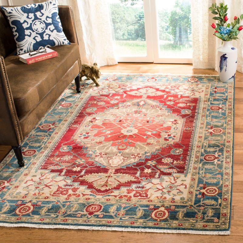 Elysian Red Floral 8' x 10' Hand-Knotted Synthetic Area Rug