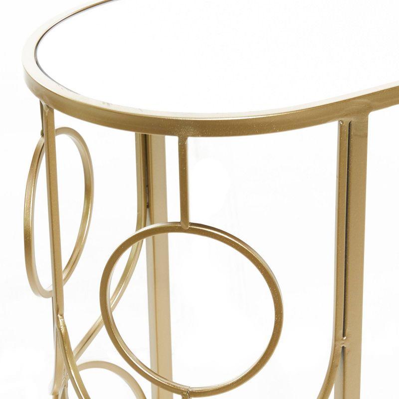 Contemporary Mirrored Accent Table Gold - Olivia & May: No Assembly, Indoor Use, Iron Frame