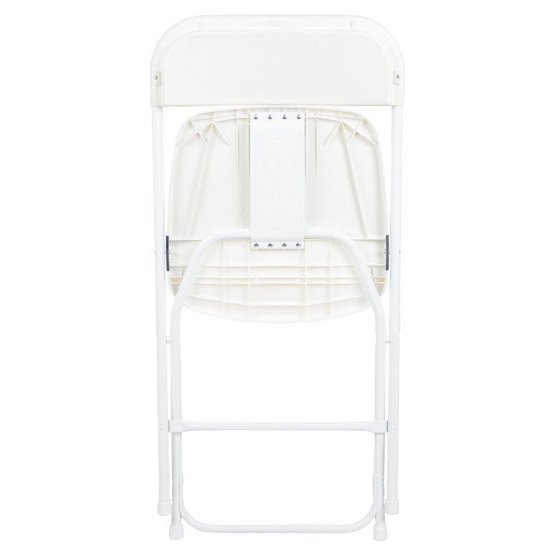 White Plastic Folding Chairs with Steel Frame - 6 Pack