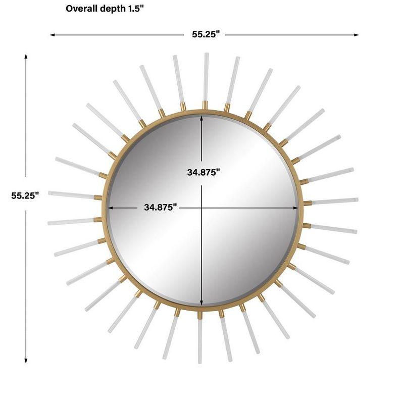 Large Gold Sunburst Round Wall Mirror with Acrylic Accents