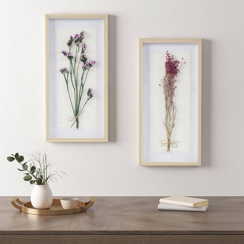 2pc Avant Garden Floral Shadowbox Set Natural - Madison Park: Dried Flower Wall Decor, MDF Frame, Sawtooth Mount