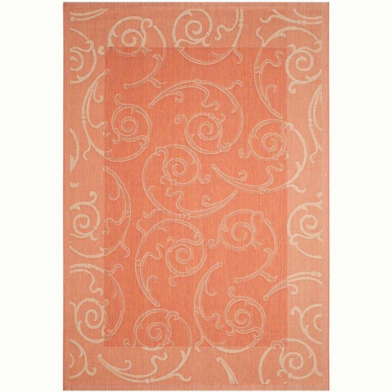 Courtyard CY2665 Power Loomed Indoor and Outdoor Area Rug - Terracotta/Natural - 4'x5'7" - Safavieh