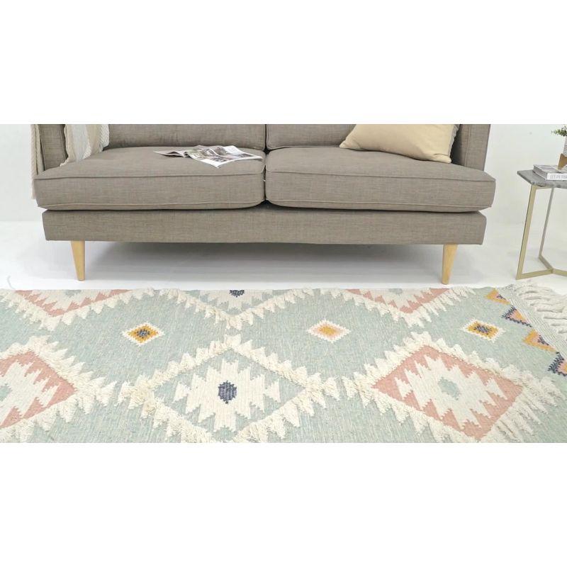 Ivory Geometric Handmade Wool Area Rug