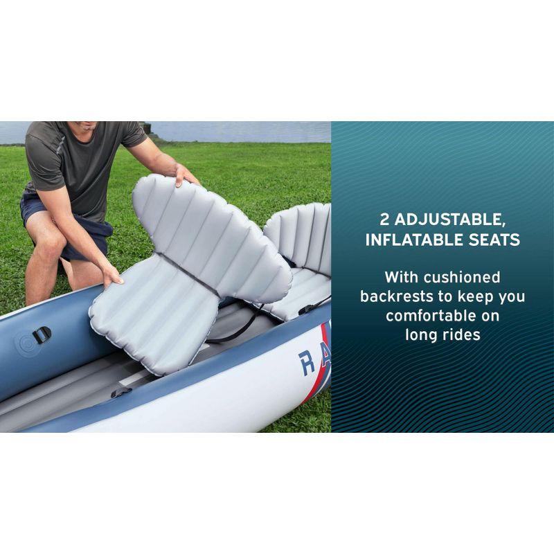 Bestway Hydro-Force Rapid X2 Inflatable 2 Person Kayak Outdoor Lake and River Water Sport Set with 2 Paddles, Hand Pump, and 2 Removable Fins