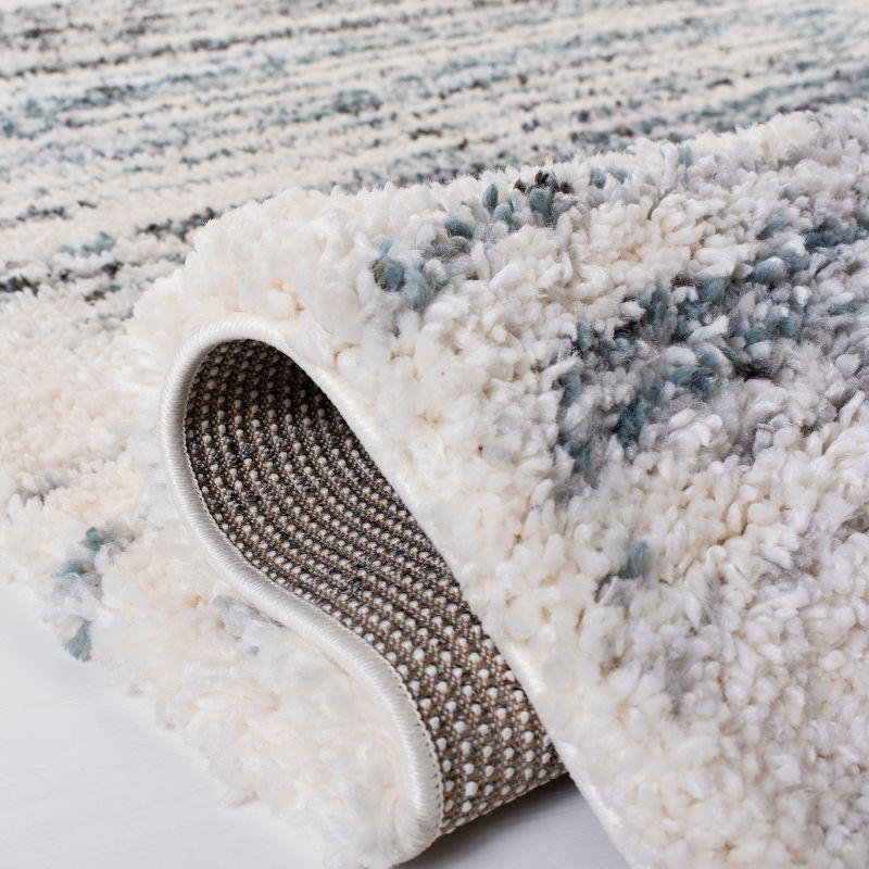 Fontana Shag 800 FNT850 Power Loomed Indoor Accent Rug - Ivory/Teal - 3'x5' - Safavieh