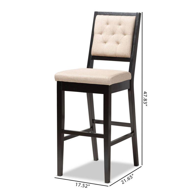 2pc Gideon Fabric Upholstered and Wood Barstool Set - Baxton Studio